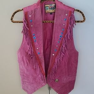 Vintage Pink Leather Vest